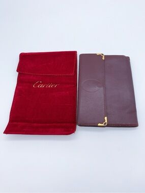 Vintage Cartier Paris Burgundy Smooth Leather Wallet